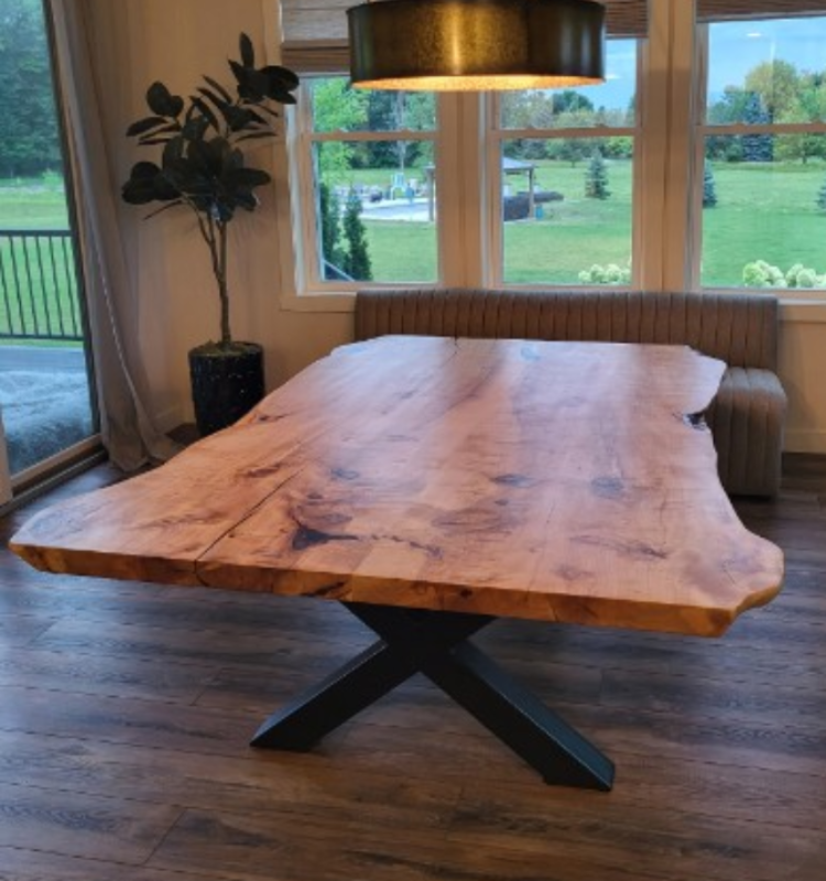 5-7LiveEdgetable1 Live edge 5 x 7 foot maple table custom-made to client's specifications