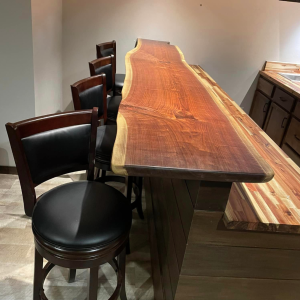 Live edge bar in Bad Badger Sports Bar in Appleton, WI